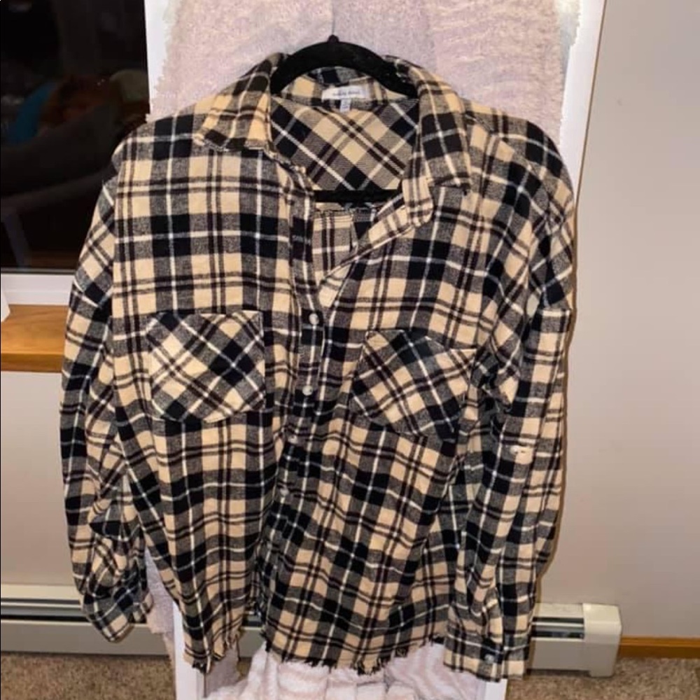 White Birch Black and Tan Plaid Button Down Shirt